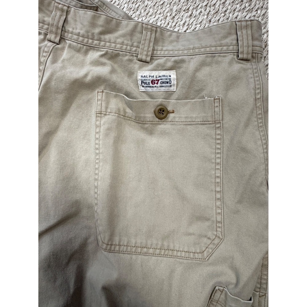 Polo Ralph Lauren Classic 67 Chino Khaki Pants Mens 40x29 Tan Cotton Trousers - Picture 7 of 7